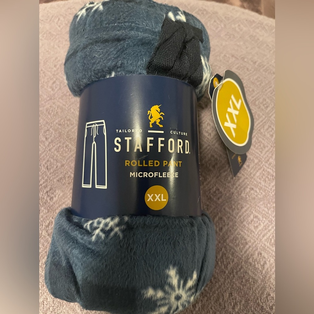 Stafford micro fleece blue snowflake pants NWT XXL